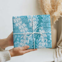 Blue Puakenikeni and Maile Lei Wrapping Paper Hawaiian Style Tribal Tapa Double Strand Lei LT9 - Polynesian Pride