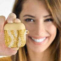 Gold Puakenikeni and Maile Lei AirPods Case Hawaiian Style Tribal Tapa Double Strand Lei LT9 Gold - Polynesian Pride
