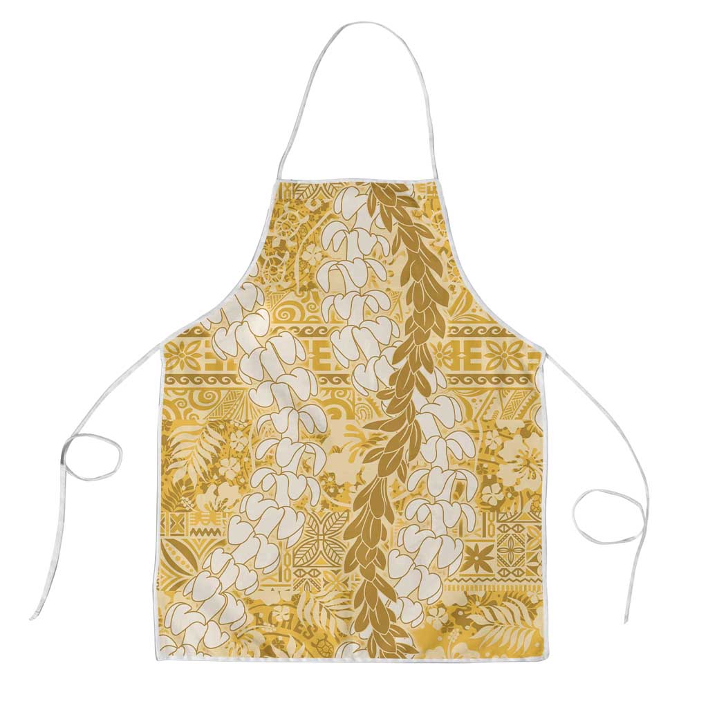 Gold Puakenikeni and Maile Lei Apron Hawaiian Style Tribal Tapa Double Strand Lei LT9 Gold - Polynesian Pride
