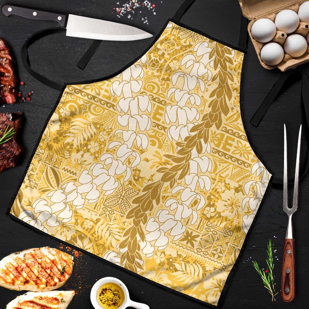 Gold Puakenikeni and Maile Lei Apron Hawaiian Style Tribal Tapa Double Strand Lei LT9 Gold - Polynesian Pride