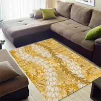 Gold Puakenikeni and Maile Lei Area Rug Hawaiian Style Tribal Tapa Double Strand Lei LT9 - Polynesian Pride