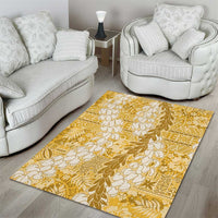Gold Puakenikeni and Maile Lei Area Rug Hawaiian Style Tribal Tapa Double Strand Lei LT9 - Polynesian Pride