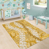 Gold Puakenikeni and Maile Lei Area Rug Hawaiian Style Tribal Tapa Double Strand Lei LT9 - Polynesian Pride