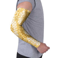 Gold Puakenikeni and Maile Lei Arm Sleeves Hawaiian Style Tribal Tapa Double Strand Lei LT9 - Polynesian Pride