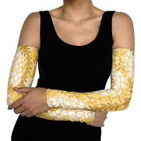 Gold Puakenikeni and Maile Lei Arm Sleeves Hawaiian Style Tribal Tapa Double Strand Lei LT9 - Polynesian Pride