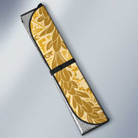 Gold Puakenikeni and Maile Lei Auto Sun Shade Hawaiian Style Tribal Tapa Double Strand Lei LT9 - Polynesian Pride
