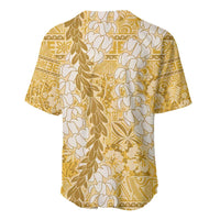 Gold Puakenikeni and Maile Lei Baseball Jersey Hawaiian Style Tribal Tapa Double Strand Lei LT9 - Polynesian Pride
