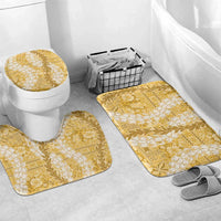 Gold Puakenikeni and Maile Lei Bathroom Set Hawaiian Style Tribal Tapa Double Strand Lei LT9 Mat Set Only (3 pcs) One Size Gold - Polynesian Pride
