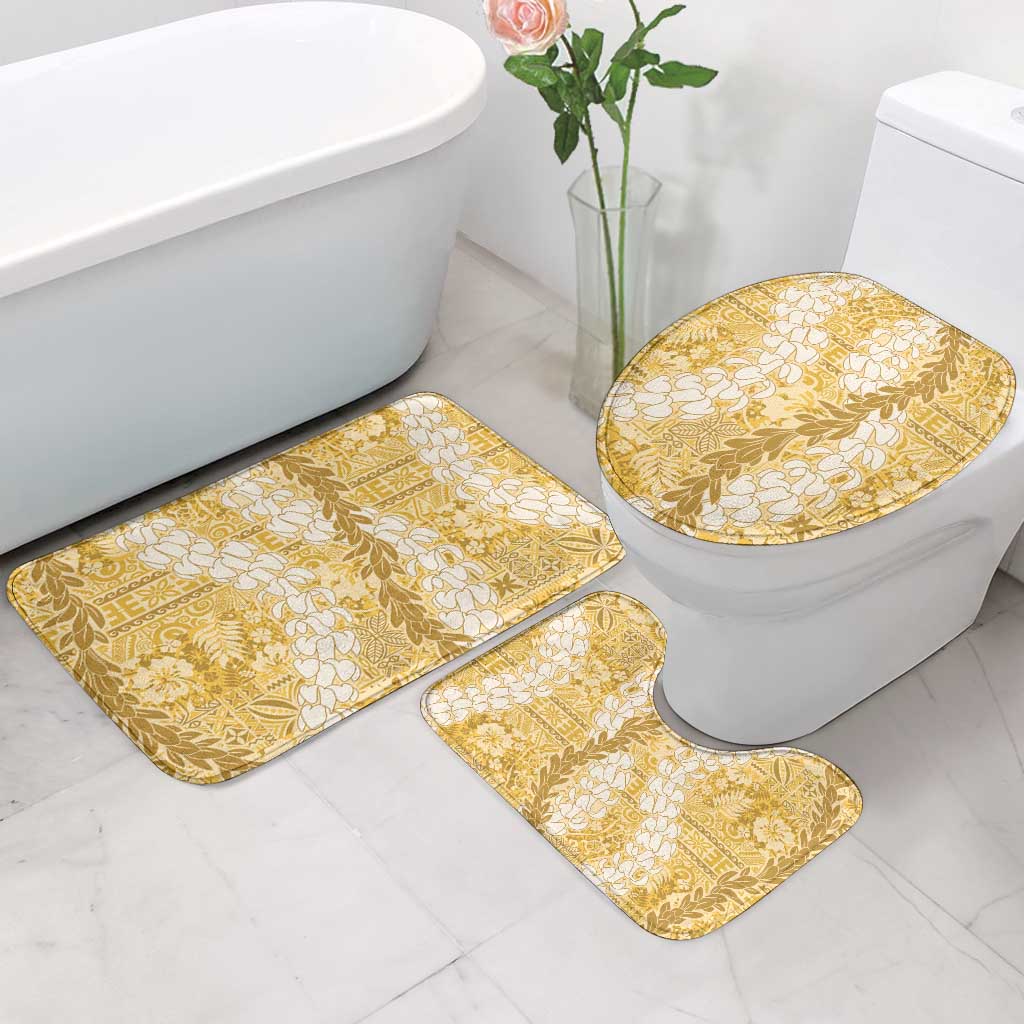 Gold Puakenikeni and Maile Lei Bathroom Set Hawaiian Style Tribal Tapa Double Strand Lei LT9 - Polynesian Pride