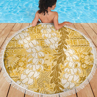 Gold Puakenikeni and Maile Lei Beach Blanket Hawaiian Style Tribal Tapa Double Strand Lei LT9 - Polynesian Pride