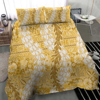 Gold Puakenikeni and Maile Lei Bedding Set Hawaiian Style Tribal Tapa Double Strand Lei LT9 - Polynesian Pride