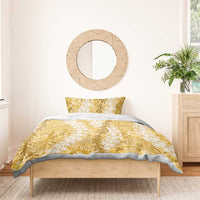 Gold Puakenikeni and Maile Lei Bedding Set Hawaiian Style Tribal Tapa Double Strand Lei LT9 - Polynesian Pride