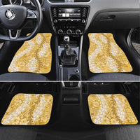 Gold Puakenikeni and Maile Lei Car Mats Hawaiian Style Tribal Tapa Double Strand Lei LT9 Set 4pcs Gold - Polynesian Pride