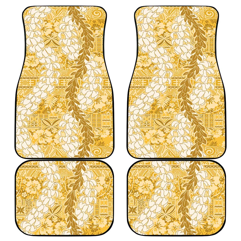 Gold Puakenikeni and Maile Lei Car Mats Hawaiian Style Tribal Tapa Double Strand Lei LT9 - Polynesian Pride