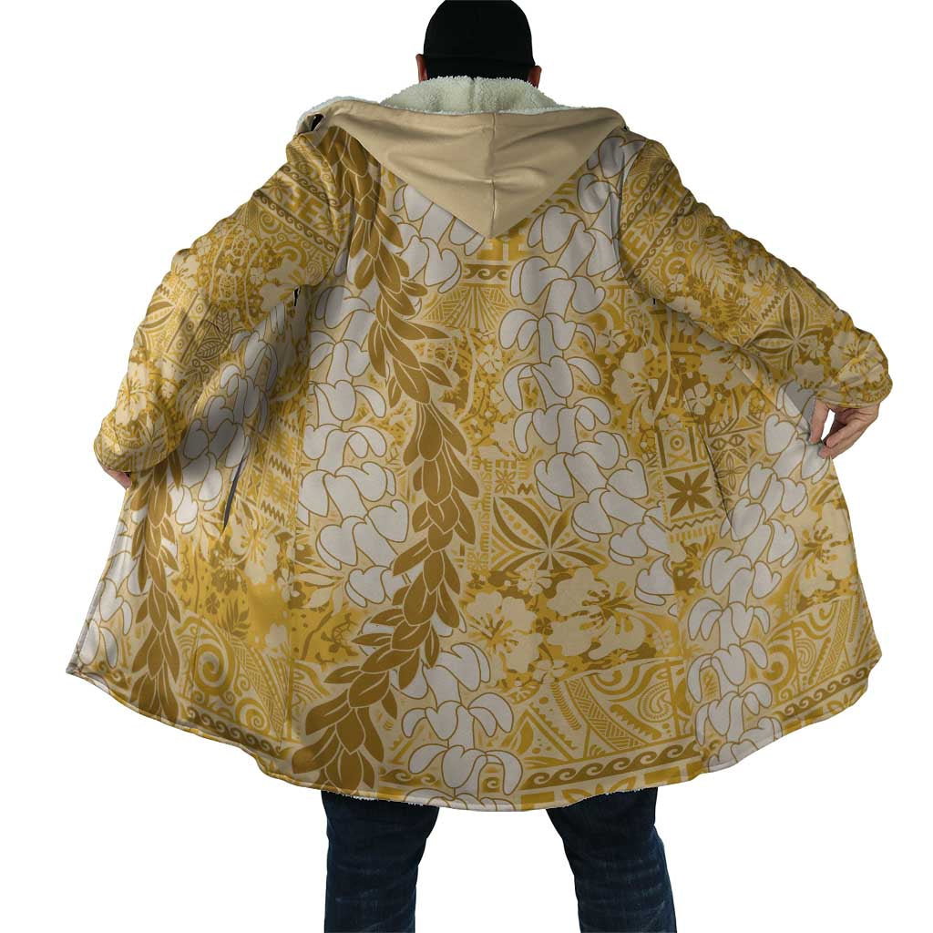 Gold Puakenikeni and Maile Lei Cloak Hawaiian Style Tribal Tapa Double Strand Lei LT9 - Polynesian Pride