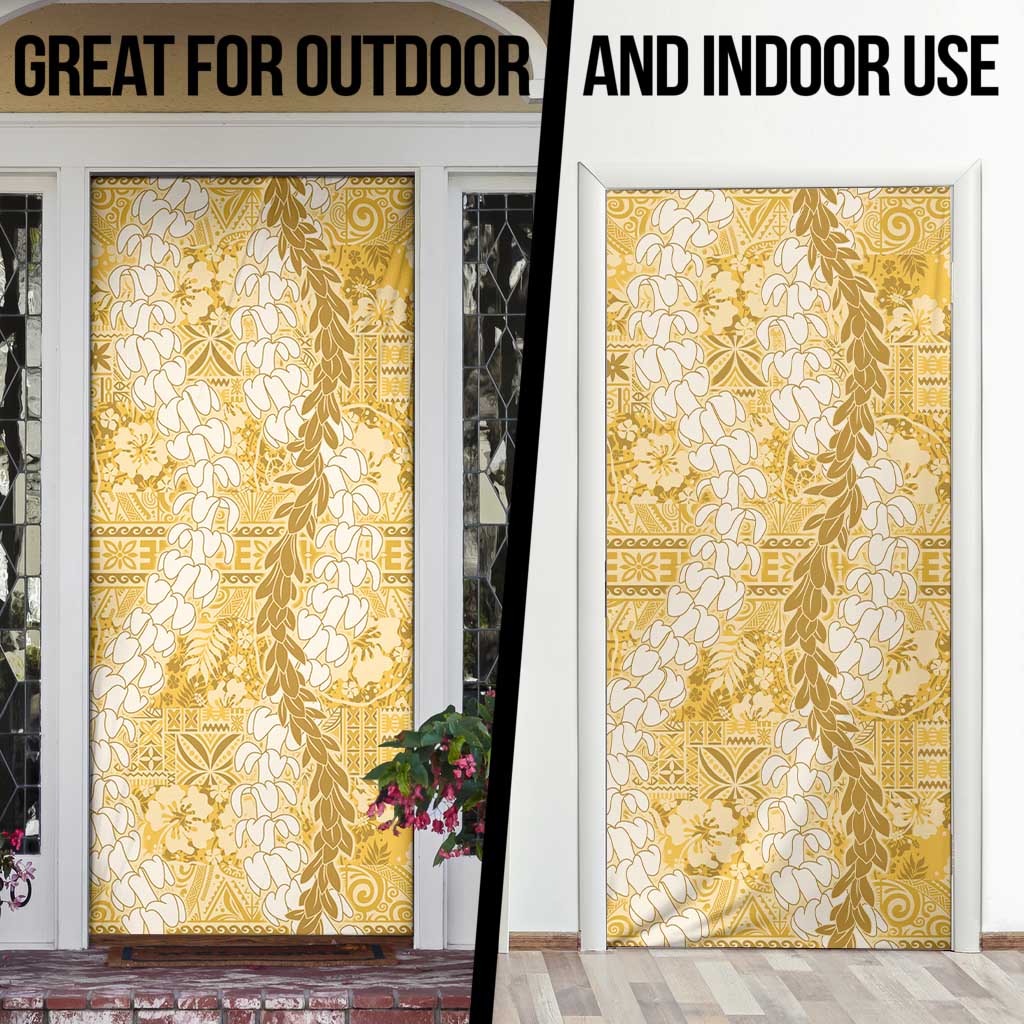 Gold Puakenikeni and Maile Lei Door Cover Hawaiian Style Tribal Tapa Double Strand Lei LT9 - Polynesian Pride