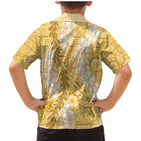 Gold Puakenikeni and Maile Lei Family Matching Mermaid Dress and Hawaiian Shirt Hawaiian Style Tribal Tapa Double Strand Lei LT9 - Polynesian Pride