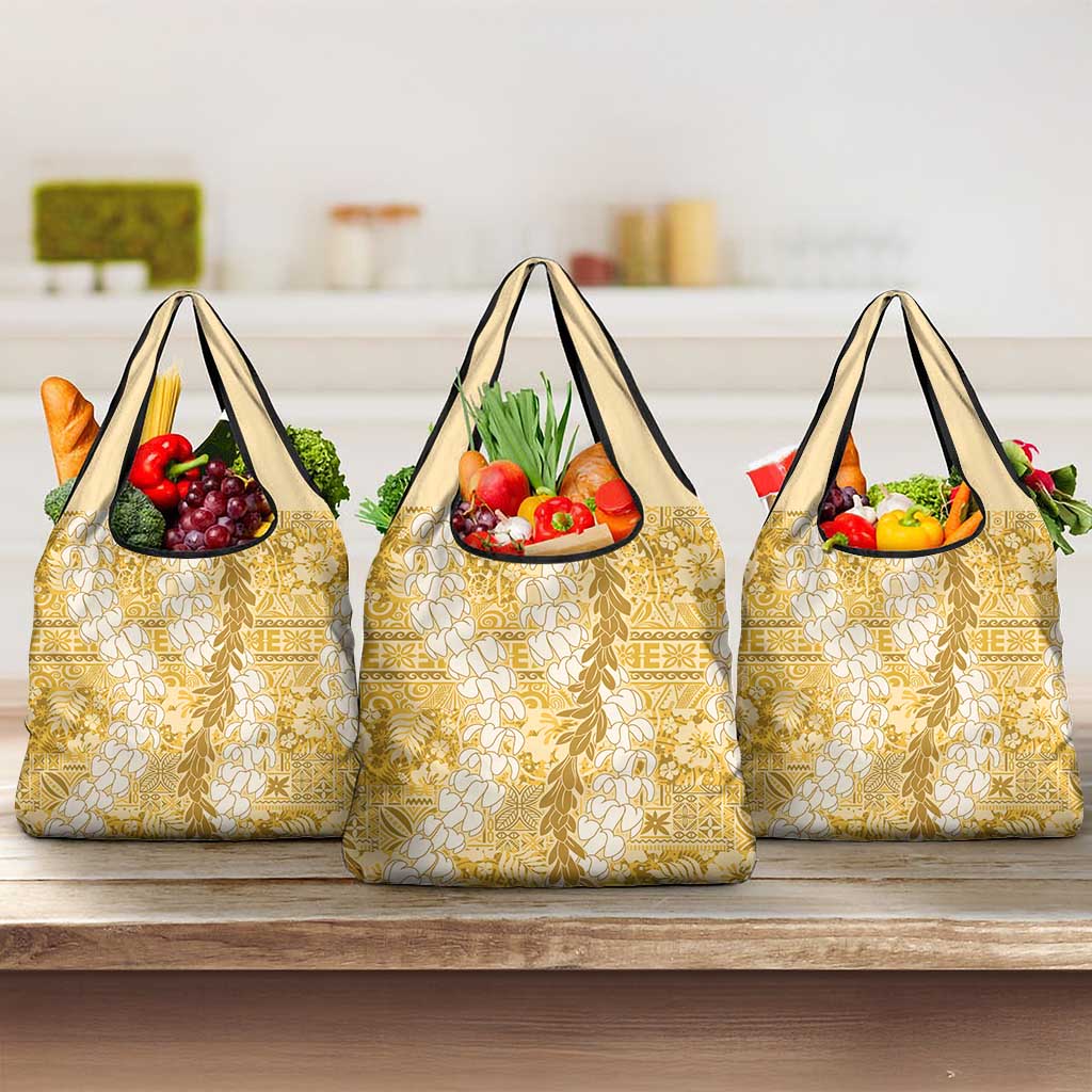 Gold Puakenikeni and Maile Lei Grocery Bag Hawaiian Style Tribal Tapa Double Strand Lei LT9 3-pack One Size Gold - Polynesian Pride