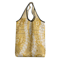Gold Puakenikeni and Maile Lei Grocery Bag Hawaiian Style Tribal Tapa Double Strand Lei LT9 - Polynesian Pride