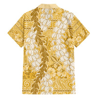 Gold Puakenikeni and Maile Lei Hawaiian Shirt Hawaiian Style Tribal Tapa Double Strand Lei LT9 - Polynesian Pride