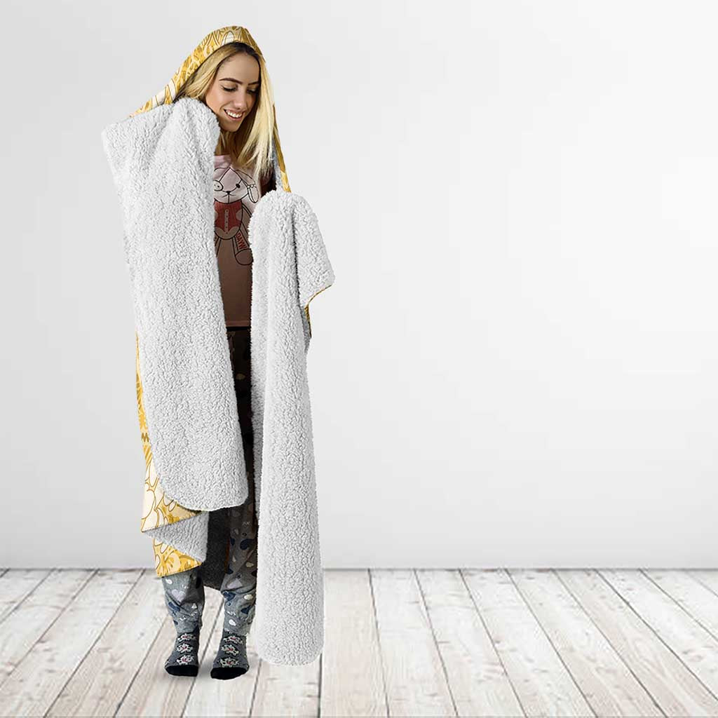 Gold Puakenikeni and Maile Lei Hooded Blanket Hawaiian Style Tribal Tapa Double Strand Lei LT9 - Polynesian Pride