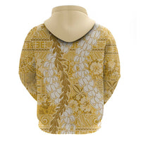 Gold Puakenikeni and Maile Lei Hoodie Hawaiian Style Tribal Tapa Double Strand Lei LT9 - Polynesian Pride