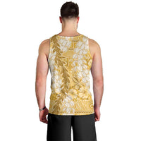 Gold Puakenikeni and Maile Lei Men Tank Top Hawaiian Style Tribal Tapa Double Strand Lei LT9 - Polynesian Pride