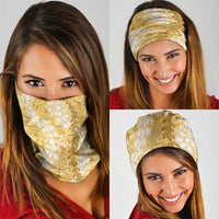 Gold Puakenikeni and Maile Lei Neck Gaiter Hawaiian Style Tribal Tapa Double Strand Lei LT9 - Polynesian Pride
