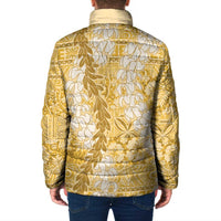 Gold Puakenikeni and Maile Lei Padded Jacket Hawaiian Style Tribal Tapa Double Strand Lei LT9 - Polynesian Pride