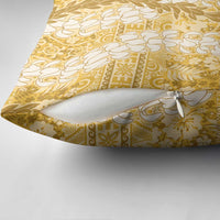 Gold Puakenikeni and Maile Lei Pillow Cover Hawaiian Style Tribal Tapa Double Strand Lei LT9 - Polynesian Pride
