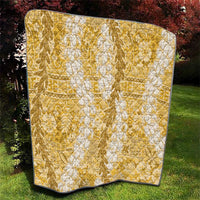 Gold Puakenikeni and Maile Lei Quilt Hawaiian Style Tribal Tapa Double Strand Lei LT9 - Polynesian Pride