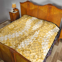 Gold Puakenikeni and Maile Lei Quilt Hawaiian Style Tribal Tapa Double Strand Lei LT9 - Polynesian Pride
