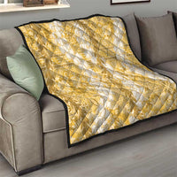 Gold Puakenikeni and Maile Lei Quilt Hawaiian Style Tribal Tapa Double Strand Lei LT9 - Polynesian Pride