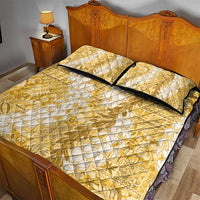 Gold Puakenikeni and Maile Lei Quilt Bed Set Hawaiian Style Tribal Tapa Double Strand Lei LT9 - Polynesian Pride