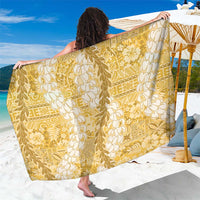 Gold Puakenikeni and Maile Lei Sarong Hawaiian Style Tribal Tapa Double Strand Lei LT9 One Size 44 x 66 inches Gold - Polynesian Pride