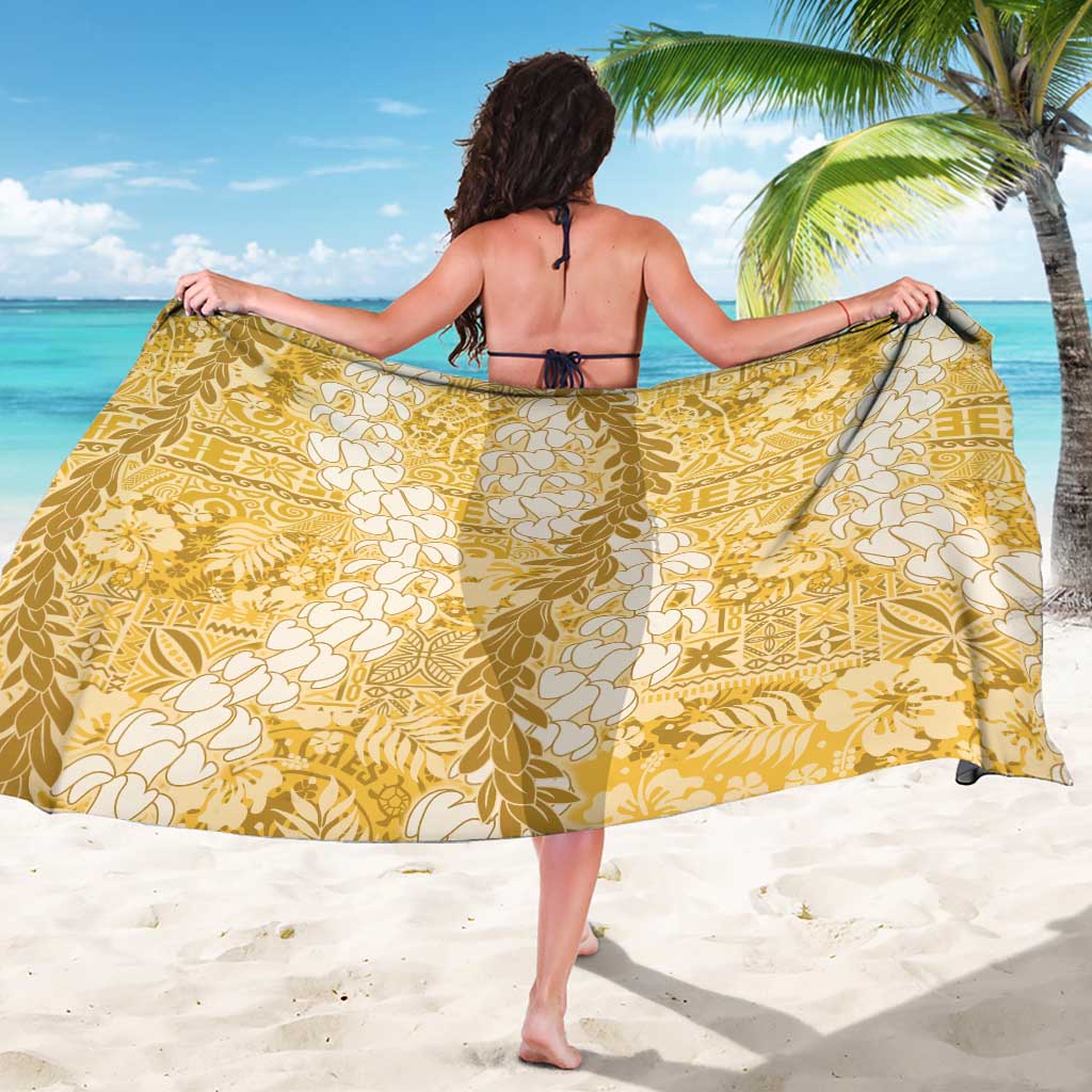 Gold Puakenikeni and Maile Lei Sarong Hawaiian Style Tribal Tapa Double Strand Lei LT9 - Polynesian Pride