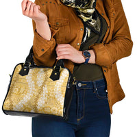 Gold Puakenikeni and Maile Lei Shoulder Handbag Hawaiian Style Tribal Tapa Double Strand Lei LT9 - Polynesian Pride
