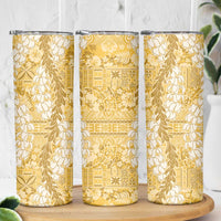 Gold Puakenikeni and Maile Lei Skinny Tumbler Hawaiian Style Tribal Tapa Double Strand Lei LT9 - Polynesian Pride