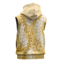 Gold Puakenikeni and Maile Lei Sleeveless Hoodie Hawaiian Style Tribal Tapa Double Strand Lei LT9 - Polynesian Pride