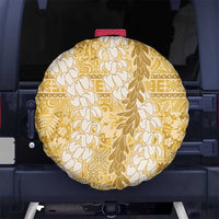 Gold Puakenikeni and Maile Lei Spare Tire Cover Hawaiian Style Tribal Tapa Double Strand Lei LT9 No hole Gold - Polynesian Pride