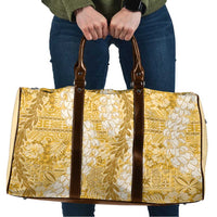 Gold Puakenikeni and Maile Lei Travel Bag Hawaiian Style Tribal Tapa Double Strand Lei LT9 Gold - Polynesian Pride
