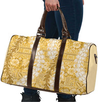 Gold Puakenikeni and Maile Lei Travel Bag Hawaiian Style Tribal Tapa Double Strand Lei LT9 - Polynesian Pride