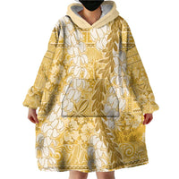 Gold Puakenikeni and Maile Lei Wearable Blanket Hoodie Hawaiian Style Tribal Tapa Double Strand Lei LT9 - Polynesian Pride