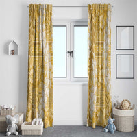 Gold Puakenikeni and Maile Lei Window Curtain Hawaiian Style Tribal Tapa Double Strand Lei LT9 - Polynesian Pride