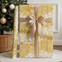 Gold Puakenikeni and Maile Lei Wrapping Paper Hawaiian Style Tribal Tapa Double Strand Lei LT9 - Polynesian Pride