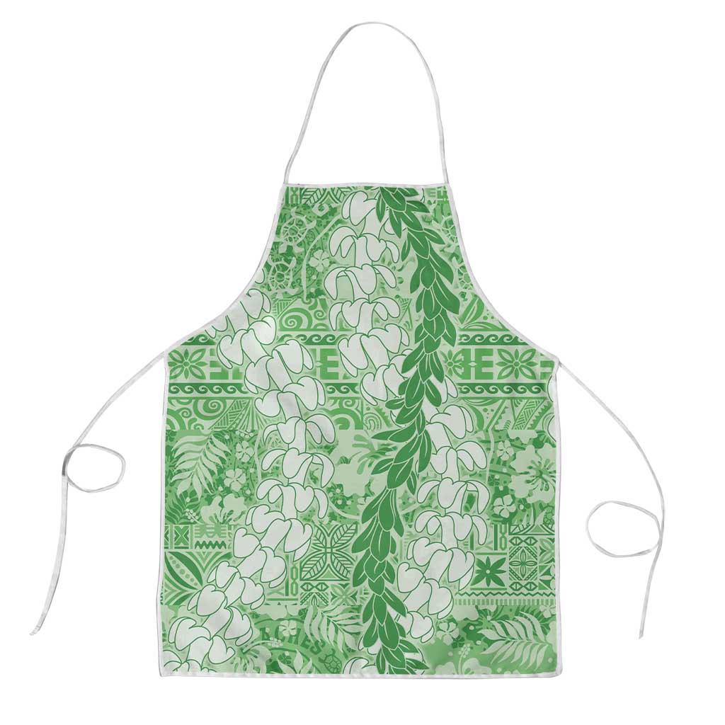 Green Puakenikeni and Maile Lei Apron Hawaiian Style Tribal Tapa Double Strand Lei LT9 Green - Polynesian Pride