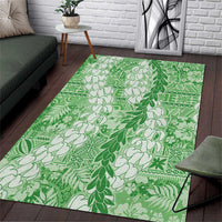 Green Puakenikeni and Maile Lei Area Rug Hawaiian Style Tribal Tapa Double Strand Lei LT9 Green - Polynesian Pride