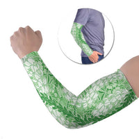 Green Puakenikeni and Maile Lei Arm Sleeves Hawaiian Style Tribal Tapa Double Strand Lei LT9 Set of 2 Green - Polynesian Pride