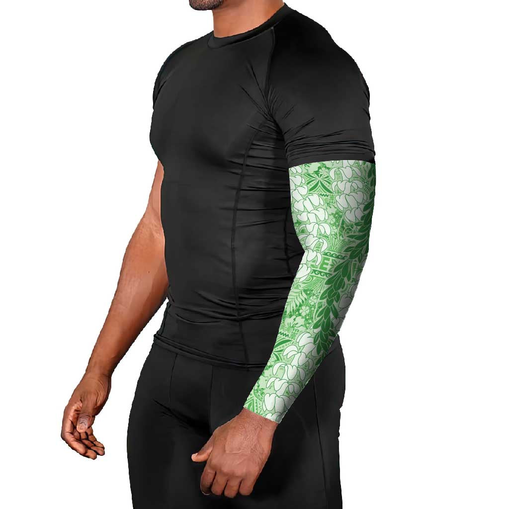 Green Puakenikeni and Maile Lei Arm Sleeves Hawaiian Style Tribal Tapa Double Strand Lei LT9 - Polynesian Pride