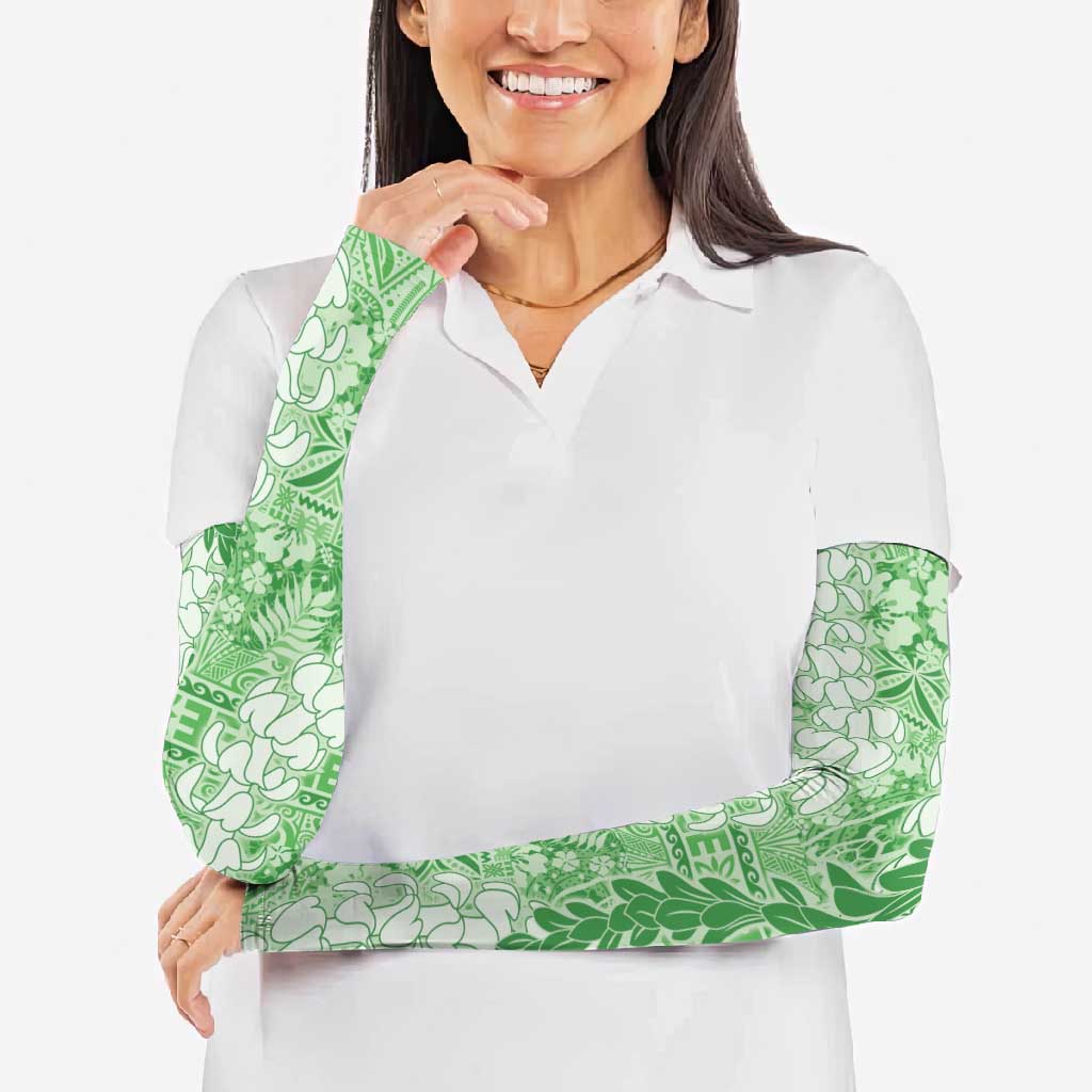 Green Puakenikeni and Maile Lei Arm Sleeves Hawaiian Style Tribal Tapa Double Strand Lei LT9 - Polynesian Pride